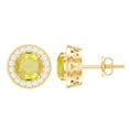 thumbnail image 1 of Rosec Jewels Lab Created Yellow Sapphire Stud Earrings with Diamond Halo - AAAA Grade, 18K Yellow Gold, 1 of 9