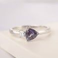 thumbnail image 1 of Lab Dainty alexandrite wedding ring trillion cut color changing gemstone sterling silver daily wear ring June birthstone, 1 of 5