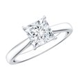 thumbnail image 1 of Rosec Jewels Lab Diamond 6mm Princess Cut Engagement Ring, EF-VS Quality - Gift For Women, 14K White Gold, US 3.00, 1 of 9