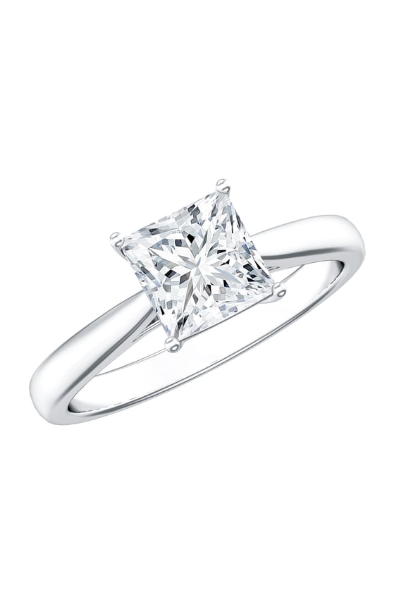 Lab Diamond Princess Cut Engagement Ring, EF-VS Quality - 1 Carat - Gift For Women, 925 Sterling Silver, US 4.00