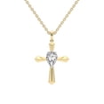 thumbnail image 1 of Lab Diamond Dangling Pendant Necklace For Women | 0.75 Carat IGI Certified Pear Shape | Serenity Cross Lab Diamond Pendant In 18K Yellow Gold | FG-VS1-VS2 Quality | Friendly Diamonds, 1 of 6