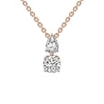 thumbnail image 1 of Lab Diamond Dangling Pendant Necklace For Women | 0.75 Carat IGI Certified Round Shape | Paloma Two Stone Dangling Lab Diamond Pendant In 14K Rose Gold | FG-VS1-VS2 Quality | Friendly Diamonds, 1 of 6