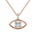 thumbnail image 1 of Lab Diamond Dangling Pendant Necklace For Women | 1 Carat IGI Certified Cushion Shape | Evil Eye Charm Lab Diamond Pendant In 14K Rose Gold | FG-VS1-VS2 Quality | Friendly Diamonds, 1 of 6