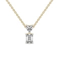 thumbnail image 1 of Lab Diamond Dangling Pendant Necklace For Women | 2 Carat IGI Certified Emerald Shape | Carina Two Stone Lab Diamond Pendant In 18K Yellow Gold | FG-VS1-VS2 Quality | Friendly Diamonds, 1 of 6