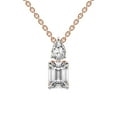 thumbnail image 1 of Lab Diamond Dangling Pendant Necklace For Women | 2 Carat IGI Certified Emerald Shape | Paloma Two Stone Dangling Lab Diamond Pendant In 18K Rose Gold | FG-VS1-VS2 Quality | Friendly Diamonds, 1 of 6