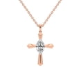 thumbnail image 1 of Lab Diamond Dangling Pendant Necklace For Women | 2 Carat IGI Certified Marquise Shape | Serenity Cross Lab Diamond Pendant In 14K Rose Gold | FG-VS1-VS2 Quality | Friendly Diamonds, 1 of 6