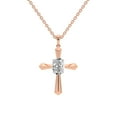 thumbnail image 1 of Lab Diamond Dangling Pendant Necklace For Women | 2 Carat IGI Certified Oval Shape | Serenity Cross Lab Diamond Pendant In 14K Rose Gold | FG-VS1-VS2 Quality | Friendly Diamonds, 1 of 6