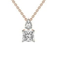 thumbnail image 1 of Lab Diamond Dangling Pendant Necklace For Women | 2 Carat IGI Certified Princess Shape | Paloma Two Stone Dangling Lab Diamond Pendant In 14K Rose Gold | FG-VS1-VS2 Quality | Friendly Diamonds, 1 of 6