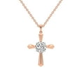 thumbnail image 1 of Lab Diamond Dangling Pendant Necklace For Women | 2 Carat IGI Certified Round Shape | Serenity Cross Lab Diamond Pendant In 18K Rose Gold | FG-VS1-VS2 Quality | Friendly Diamonds, 1 of 6