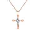 thumbnail image 1 of Lab Diamond Dangling Pendant Necklace For Women | 3 Carat IGI Certified Cushion Shape | Serenity Cross Lab Diamond Pendant In 18K Rose Gold | FG-VS1-VS2 Quality | Friendly Diamonds, 1 of 6