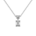 thumbnail image 1 of Lab Diamond Dangling Pendant Necklace For Women | 3 Carat IGI Certified Emerald Shape | Carina Two Stone Lab Diamond Pendant In 18K White Gold | FG-VS1-VS2 Quality | Friendly Diamonds, 1 of 6