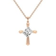 thumbnail image 1 of Lab Diamond Dangling Pendant Necklace For Women | 3 Carat IGI Certified Radiant Shape | Serenity Cross Lab Diamond Pendant In 18K Rose Gold | FG-VS1-VS2 Quality | Friendly Diamonds, 1 of 6