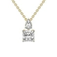 thumbnail image 1 of Lab Diamond Dangling Pendant Necklace For Women | 4 Carat IGI Certified Cushion Shape | Paloma Two Stone Dangling Lab Diamond Pendant In 18K Yellow Gold | FG-VS1-VS2 Quality | Friendly Diamonds, 1 of 6