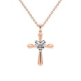thumbnail image 1 of Lab Diamond Dangling Pendant Necklace For Women | 4 Carat IGI Certified Heart Shape | Serenity Cross Lab Diamond Pendant In 18K Rose Gold | FG-VS1-VS2 Quality | Friendly Diamonds, 1 of 6