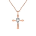 thumbnail image 1 of Lab Diamond Dangling Pendant Necklace For Women | 5 Carat IGI Certified Pear Shape | Serenity Cross Lab Diamond Pendant In 14K Rose Gold | FG-VS1-VS2 Quality | Friendly Diamonds, 1 of 6