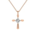 thumbnail image 1 of Lab Diamond Dangling Pendant Necklace For Women | 5 Carat IGI Certified Princess Shape | Serenity Cross Lab Diamond Pendant In 14K Rose Gold | FG-VS1-VS2 Quality | Friendly Diamonds, 1 of 6