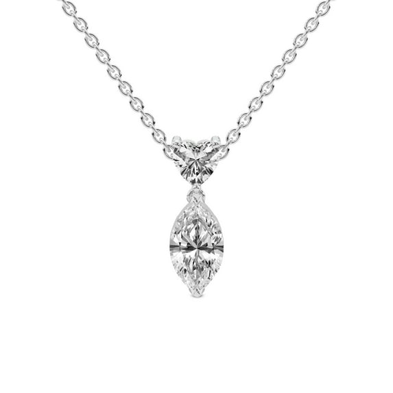 Lab Diamond Dangling Pendant Necklace For Women | 6 Carat IGI Certified Marquise Shape | Carina Two Stone Lab Diamond Pendant In 14K White Gold | FG-VS1-VS2 Quality | Friendly Diamonds