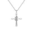 thumbnail image 1 of Lab Diamond Dangling Pendant Necklace For Women | 6 Carat IGI Certified Oval Shape | Serenity Cross Lab Diamond Pendant In 14K White Gold | FG-VS1-VS2 Quality | Friendly Diamonds, 1 of 6