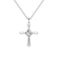 thumbnail image 1 of Lab Diamond Dangling Pendant Necklace For Women | 0.75 Carat IGI Certified Cushion Shape | Serenity Cross Lab Diamond Pendant In 18K White Gold | FG-VS1-VS2 Quality | Friendly Diamonds, 1 of 6