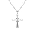 thumbnail image 1 of Lab Diamond Dangling Pendant Necklace For Women | 0.75 Carat IGI Certified Emerald Shape | Serenity Cross Lab Diamond Pendant In 14K White Gold | FG-VS1-VS2 Quality | Friendly Diamonds, 1 of 6