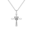 thumbnail image 1 of Lab Diamond Dangling Pendant Necklace For Women | 1 Carat IGI Certified Heart Shape | Serenity Cross Lab Diamond Pendant In 14K White Gold | FG-VS1-VS2 Quality | Friendly Diamonds, 1 of 6