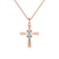 thumbnail image 1 of Lab Diamond Dangling Pendant Necklace For Women | 4 Carat IGI Certified Emerald Shape | Serenity Cross Lab Diamond Pendant In 18K Rose Gold | FG-VS1-VS2 Quality | Friendly Diamonds, 1 of 6
