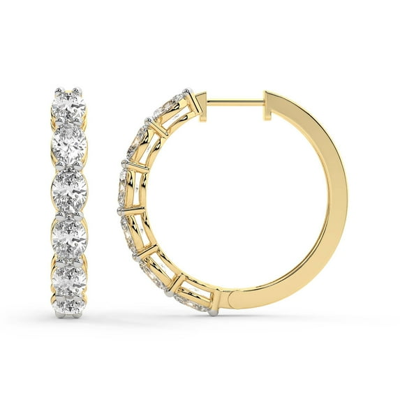 Lab Diamond Hoop Earring | 7 Carat IGI Certified Oval Shape Saylor Hoop Earrings | 14K Yellow Gold | Prong Setting FG-VS1-VS2 Quality | Friendly Diamonds