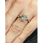 HUMANITY GEMS Lab Diamond Oval Engagement Ring, Oval Lab Diamond and Solitaire Wedding Ring, Yellow Gold Lab Diamond Ring