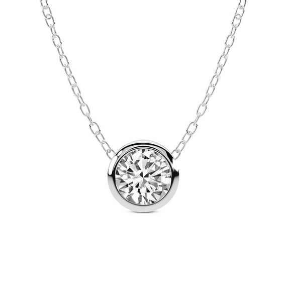 Lab Diamond Pendant Necklace| 3 Ct IGI Certified Round Shape Lab Grown Diamond | Agustina Round Solitaire Diamond Pendant With Gold Chain | 14K White Gold | FG-VS Quality