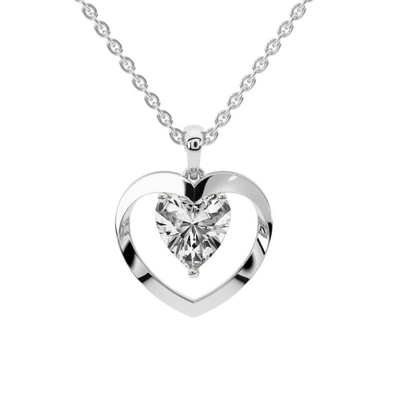 Lab Diamond Pendant Necklace For Women | 0.75 Carat IGI Certified Heart Shape | Whispering Love Lab Diamond Pendant In 18K White Gold | FG-VS1-VS2 Quality | Friendly Diamonds