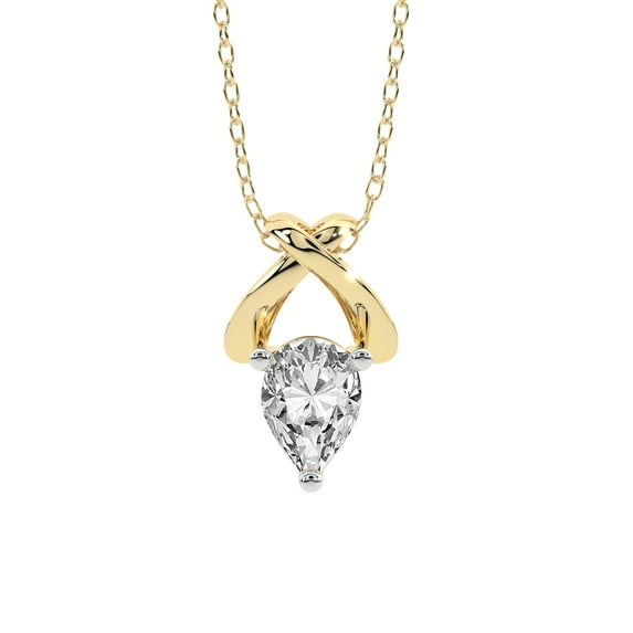 Lab Diamond Pendant Necklace For Women | 0.75 Carat IGI Certified Pear Shape | Adriana Lab Diamond Pendant In 14K Yellow Gold | FG-VS1-VS2 Quality | Friendly Diamonds