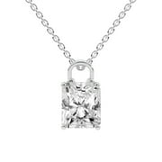 Lab Diamond Pendant Necklace For Women | 1 Carat IGI Certified Radiant Shape | Love Lock Solitaire Lab Diamond Pendant In 14K White Gold | FG-VS1-VS2 Quality | Friendly Diamonds
