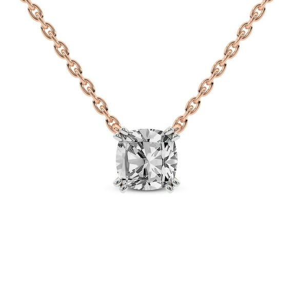 Lab Diamond Pendant Necklace For Women | 1 Ct IGI Certified Cushion Lab Grown Diamond | Bianca Cushion Solitaire Diamond Pendant With Chain | 14K Rose Gold | FG-VS Quality