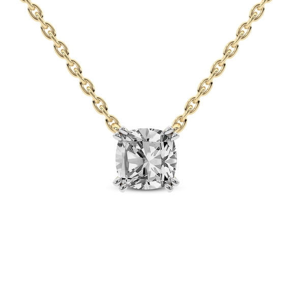 Lab Diamond Pendant Necklace For Women | 1 Ct IGI Certified Cushion Lab Grown Diamond | Bianca Cushion Solitaire Diamond Pendant With Chain | 14K Yellow Gold | FG-VS Quality