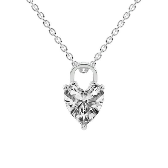 Lab Diamond Pendant Necklace For Women | 3 Carat IGI Certified Heart Shape | Love Lock Solitaire Lab Diamond Pendant In 14K White Gold | FG-VS1-VS2 Quality | Friendly Diamonds