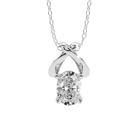 Lab Diamond Pendant Necklace For Women | 4 Carat IGI Certified Oval Shape | Adriana Lab Diamond Pendant In 14K White Gold | FG-VS1-VS2 Quality | Friendly Diamonds