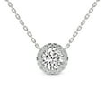 thumbnail image 1 of Lab Diamond Pendant Necklace For Women | 5 Ct IGI Certified Round Lab Grown Diamond | Belleza Halo Round Solitaire Diamond Pendant With Gold Chain | Platinum | FG-VS Quality, 1 of 5