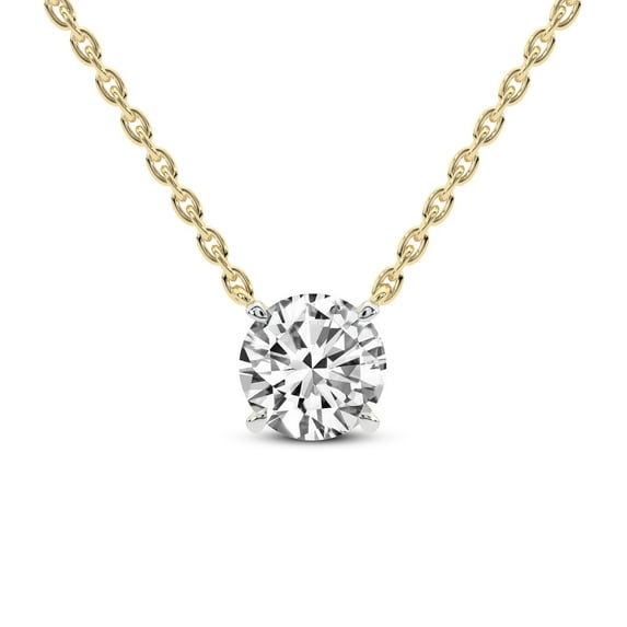 Lab Diamond Pendant Necklace For Women | 5 Ct IGI Certified Round Lab Grown Diamond | Lluvia Round Solitaire Diamond Pendant With Gold Chain | 14K Yellow Gold | FG-VS Quality