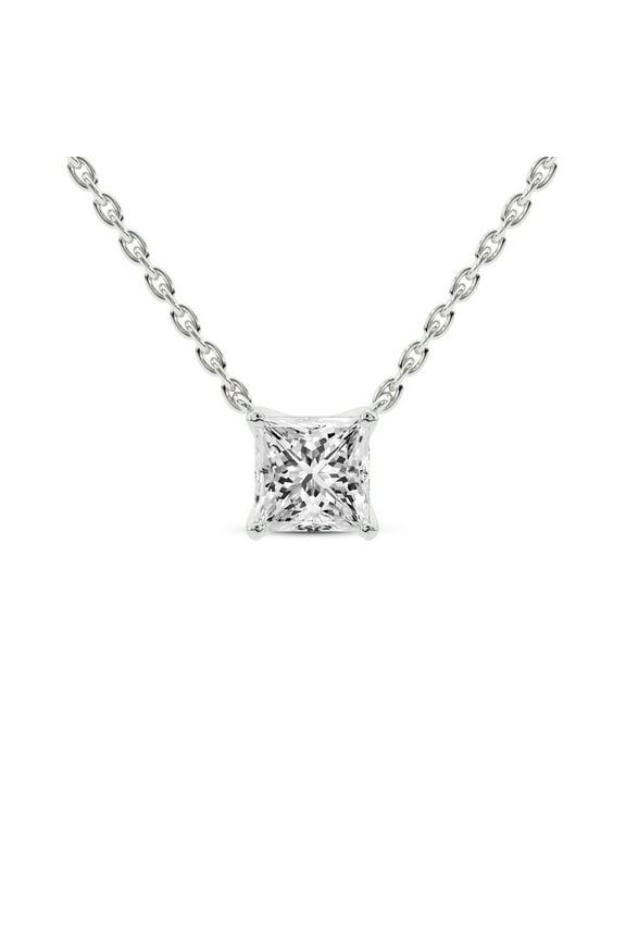 Lab Diamond Pendant Necklace For Women | 6 Ct IGI Certified Princess Lab Grown Diamond | Zenobia Princess Solitaire Diamond Pendant With Gold Chain | Platinum | FG-VS Quality