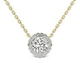 thumbnail image 1 of Lab Diamond Pendant Necklace For Women | 6 Ct IGI Certified Round Lab Grown Diamond | Belleza Halo Round Solitaire Diamond Pendant With Chain | 14K Yellow Gold | FG-VS Quality, 1 of 6