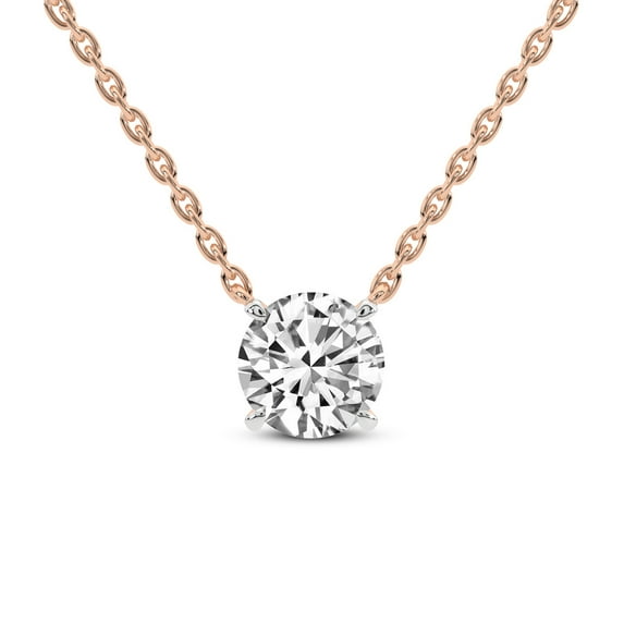 Lab Diamond Pendant Necklace For Women | 6 Ct IGI Certified Round Lab Grown Diamond | Lluvia Round Solitaire Diamond Pendant With Gold Chain | 14K Rose Gold | FG-VS Quality