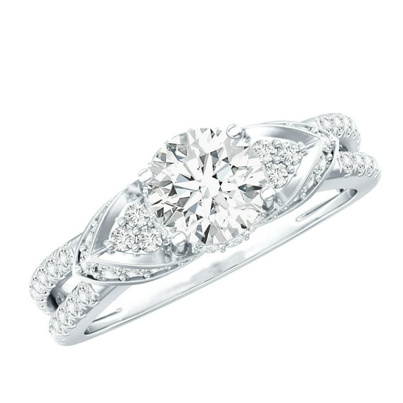 Rosec Jewels Vintage Inspired Lab Diamond Engagement Ring 1 Carat - EF-VS Grade, 14K White Gold, US 11.00