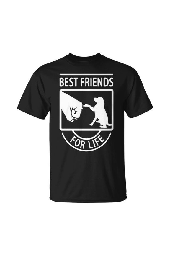 Lab Dog Lover Graphic Cotton Tee for Adults – Unisex T-Shirt with 'Friends For Life' Quote, Casual Comfortable Everyday Wear, Size 5XL, Color Black