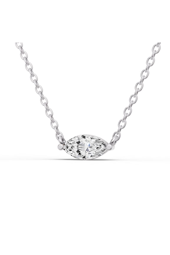 Lab Grown 1/4 Carat Floating Marquise Shape Diamond Solitaire Pendant in 14K White Gold. Sample Image Final Product May Vary.