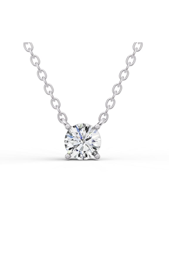 Lab Grown 1/4 Carat Floating Round Shaped Diamond Solitaire Pendant in 14K White Gold. Sample Image Final Product May Vary.