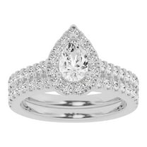 Unique Moments Lab Grown 1.50 Carat Diamond Pear Solitaire Bridal Set, Engagement Ring for Women 10K White Gold