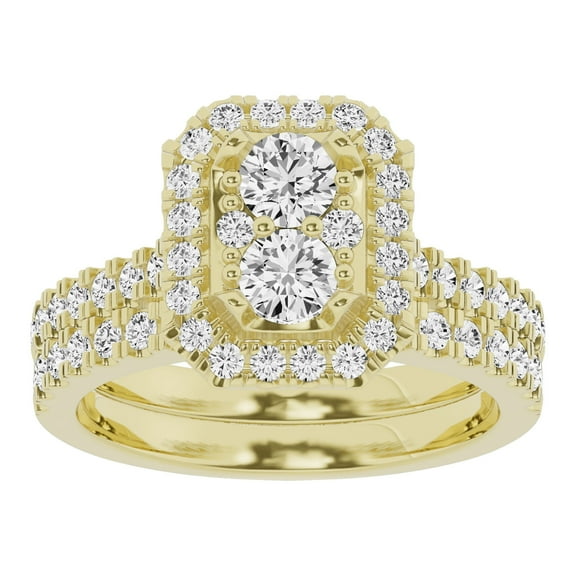Unique Moments Lab Grown 1.50 Carat Diamond Radiant Bridal Set, Engagement Ring for Women 10K Yellow Gold