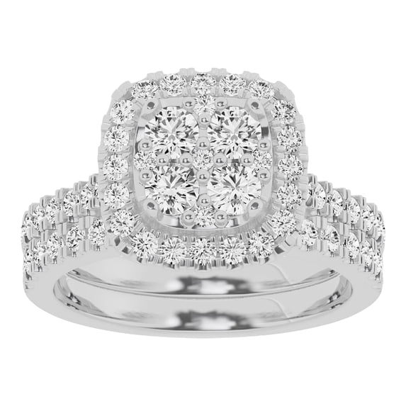 Unique Moments Lab Grown 1.50 Ctw Diamond Cushion Bridal Set ...