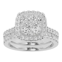 Unique Moments Lab Grown 1.50 Ctw Diamond Cushion Bridal Set, Engagement Ring for Women 10K White Gold