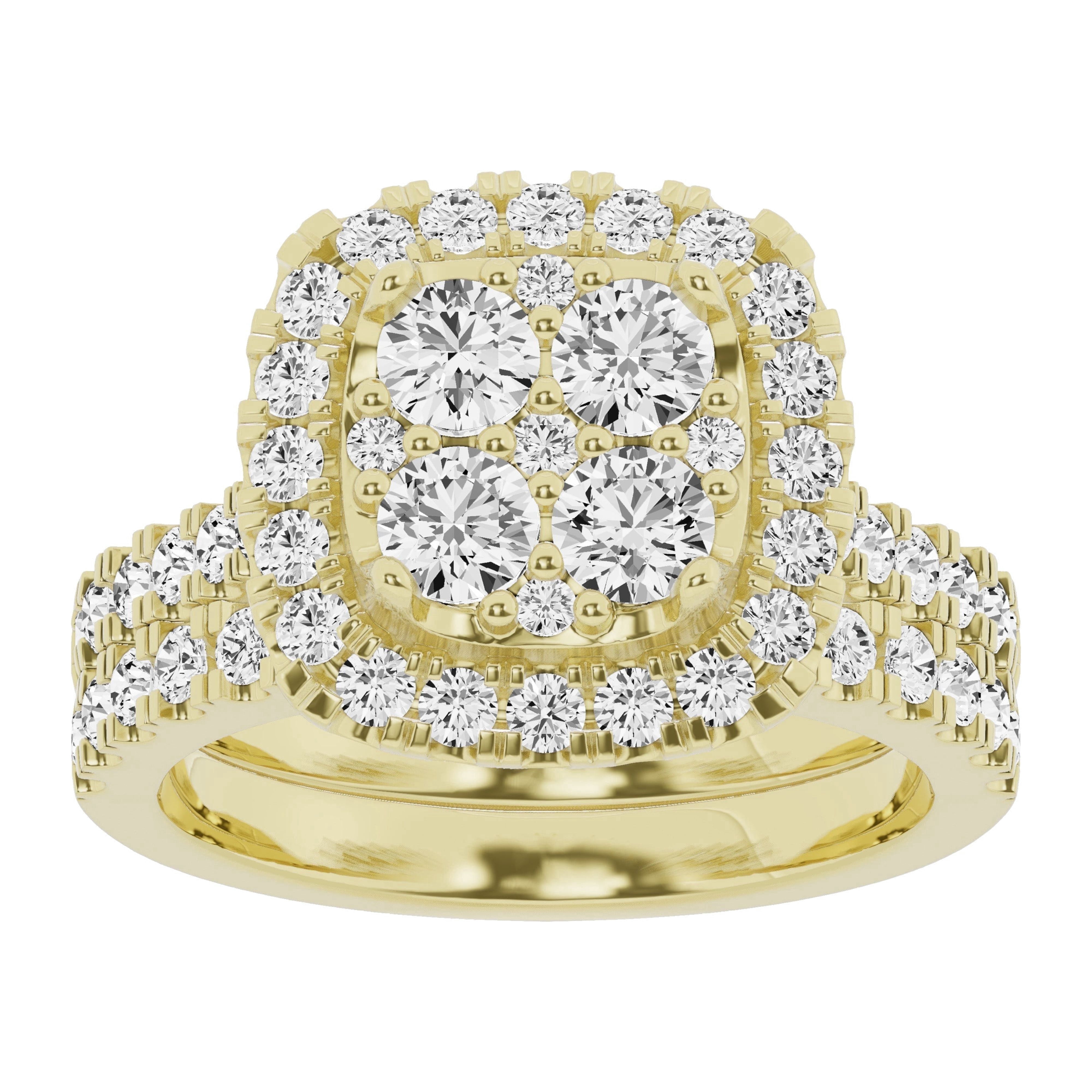 Unique Moments Lab Grown 2 Carat Diamond Cushion Bridal Set, Engagement Unique Moments Lab Grown 2 Carat Diamond Cushion Bridal Set, Engagement